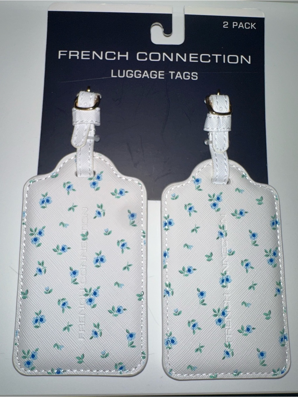 French Connection Floral on White Luggage Tag Duo